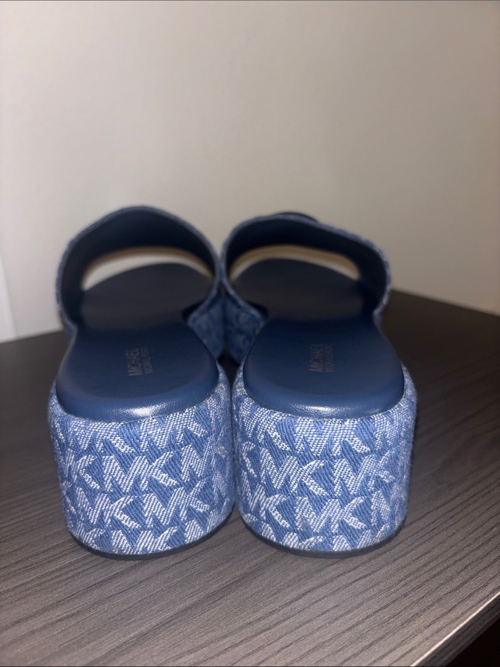 Michael Kors Sadler Wedge Navy Logo Slide Sandals - Picture 6 of 7